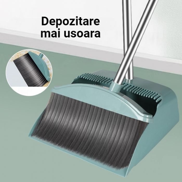 Set matura, faras cu coada si racleta silicon, plastic/otel, albastru deschis, 90 x 72 x 100 cm [4]