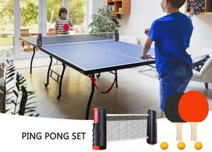 Set Ping Pong, 2 palete, fileu retratabil, 3 mingii [3]