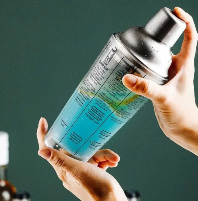 Shaker din sticla, pentru cocktail, capac din otel inoxidabil, 400 ml [3]