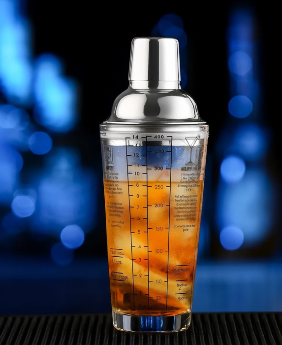 Shaker din sticla, pentru cocktail, capac din otel inoxidabil, 400 ml [1]
