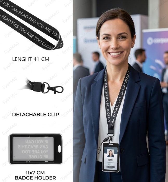 Snur negru cu ecuson, pentru legitimatie 11x7 cm, cu clips detasabil, lungime snur 41 cm [2]