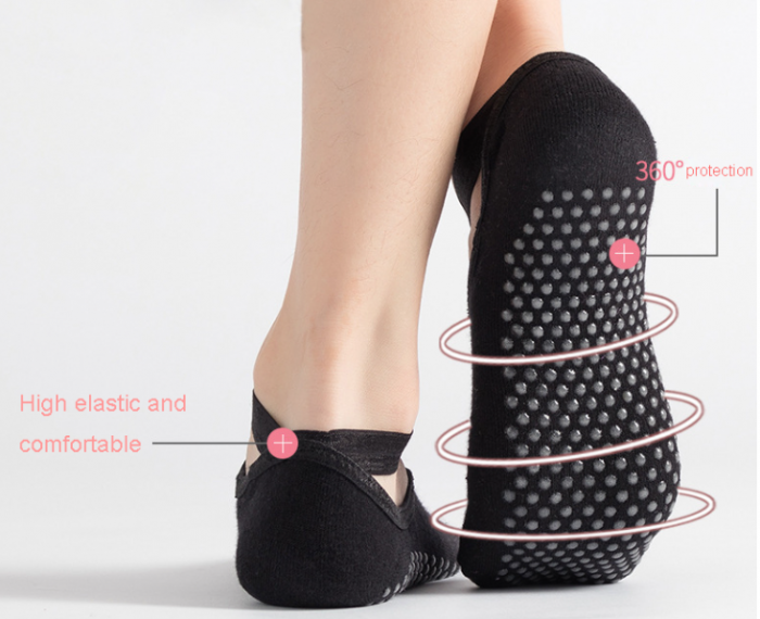 Sosete antiderapante pentru yoga, negre, marime 36-42 [3]
