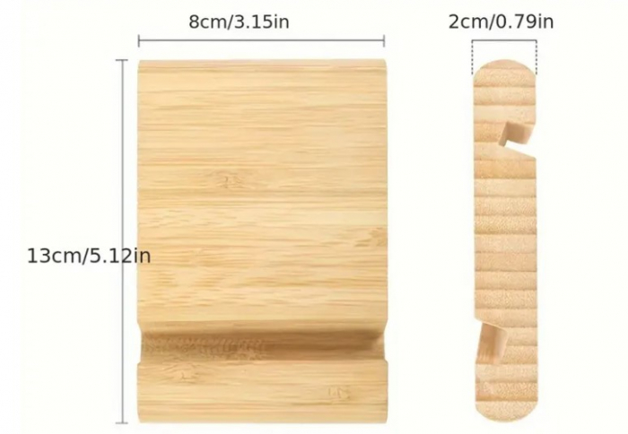 Suport pentru telefon mobil sau tableta, bambus, 13x8 cm [3]