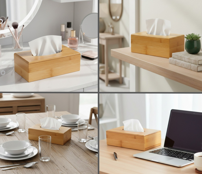 Cutie decorativa din bambus, pentru servetele, 28x15x9 cm [2]