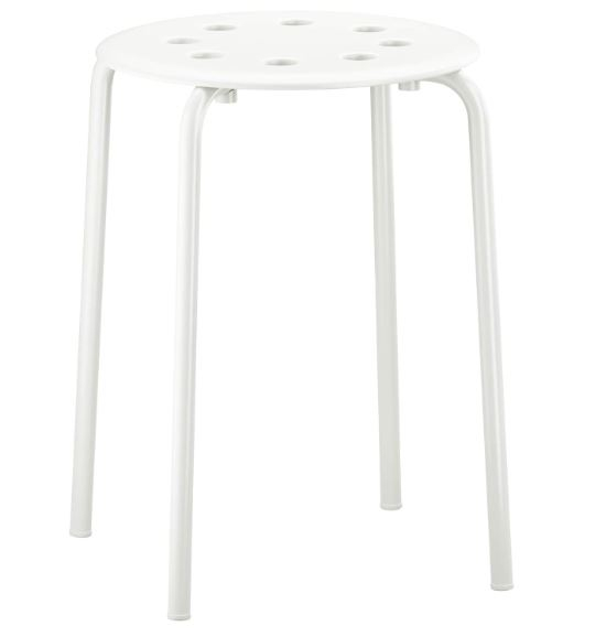Taburet fix, alb, 45x40x32 cm [2]