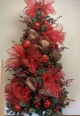 Tesatura decorativa de Craciun, pentru brad, rosie, 200x67 cm [3]