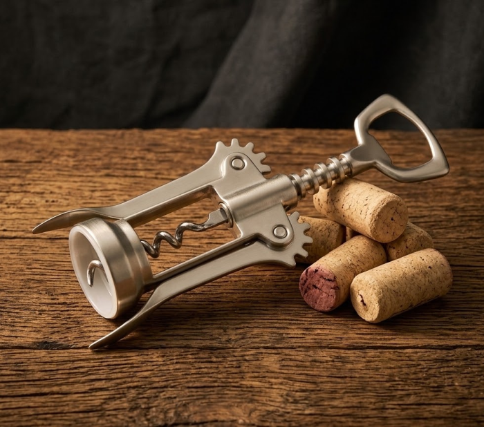 Tirbuson 2 in 1, din inox, pentru deschiderea sticlelor de vin si bere, pentru uz casnic, bar, restaurant, calatorii, 17 cm [2]
