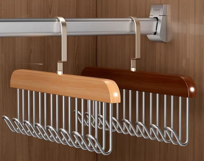 Umeras multifunctional cu 8 carlige, lemn - metal, 28x18 cm [2]