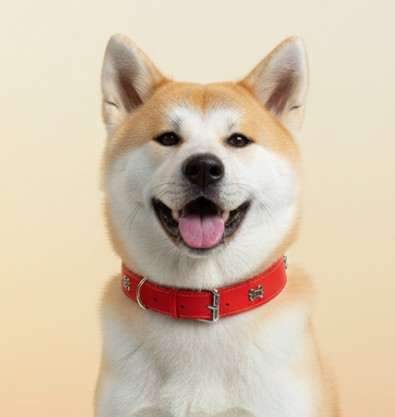 Zgarda rosie, pentru caini de talie medie si mare, detalii forma os, piele ecologica, 50x2.5 cm [1]