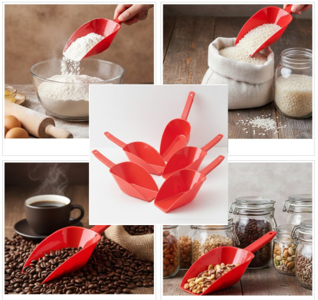 Home & Deco - Set 5 buc scafa mare, 31x12x7 cm, pentru manipularea si portionarea alimentelor si ingredientelor, faina, malai, orez, cafea, sare, alune, seminte, ideale pentru Horeca
