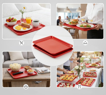 Toate produsele - Set 2 buc tava servire, plastic dur, 34x24 cm, rosu