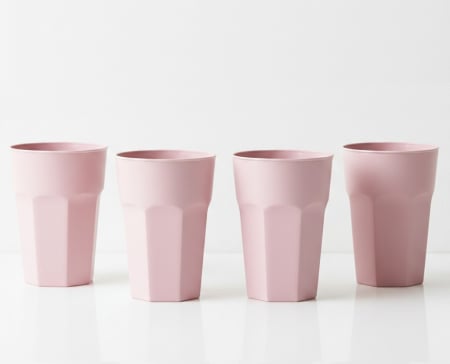 Toate produsele - Set 4 pahare din plastic dur, reutilizabile, roz pal, 480 ml, utilizare universala, pentru apa, suc, ceai sau cocktail