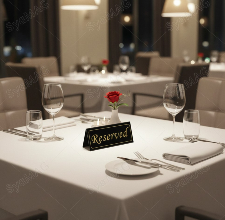 Set 10 buc placuta cu mesaj `Reserved`, negru/auriu, 16x7 cm, accesoriu Horeca, pentru restaurante, cafenele, terase, hoteluri sau evenimente [2]