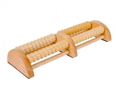 Ingrijire personala - Aparat de masaj pentru picioare, cu 2 role, lemn, 26x9x5 cm