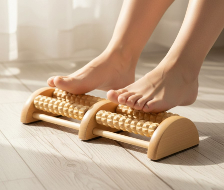 Toate produsele - Aparat de masaj pentru picioare, cu 4 role, lemn, 26x9x5 cm