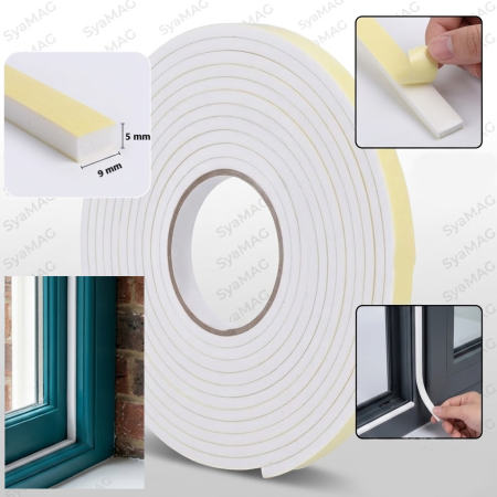 Banda autocolanta pentru etansare ferestre si usi, rezistenta la apa, reduce infiltratiile, 5,5 m x 9 mm x 5 mm, instalare practica si rapida [1]