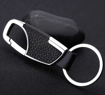 Breloc metalic cu insertii de piele ecologica, cu carabina, 8.7 x 2.2 cm [5]