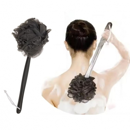 Baie - Burete de baie negru cu maner, 39 cm