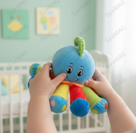 Toate produsele - Caracatita de plus, zornaitoare, 20 cm, colorata, moale si vesela, pentru bebelusi