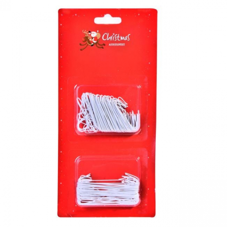 Carlige albe pentru globuri, 2 marimi - 150buc [1]