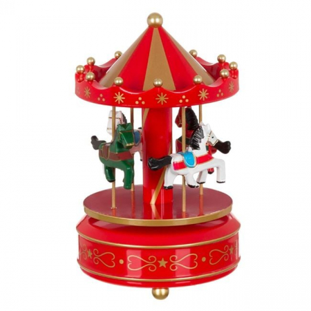 Toate produsele - Carusel muzical de Craciun, rosu, 4 melodii, 11x18 cm