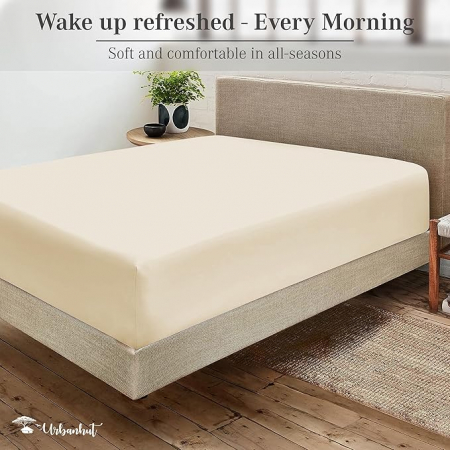 Cearsaf cu elastic, bej, 140x200 cm, 100% bumbac [1]