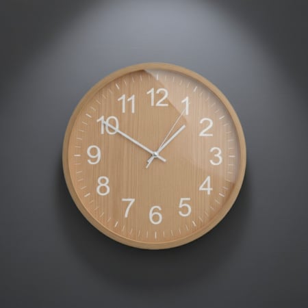 Toate produsele - Ceas decorativ de perete, aspect modern, Ø 40 cm, model imitatie lemn, bej, pentru living, bucatarie, birou sau dormitor