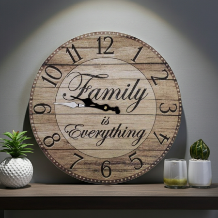 Ceasuri decorative - Ceas de perete MDF, Family is Everything , 34cm