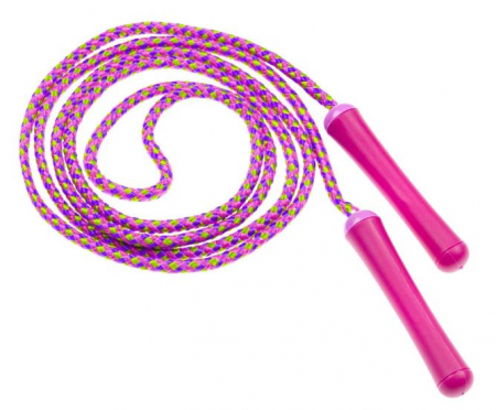 Jocuri si jucarii interactive - Coarda pentru copii, manere din plastic roz, 2.1 m