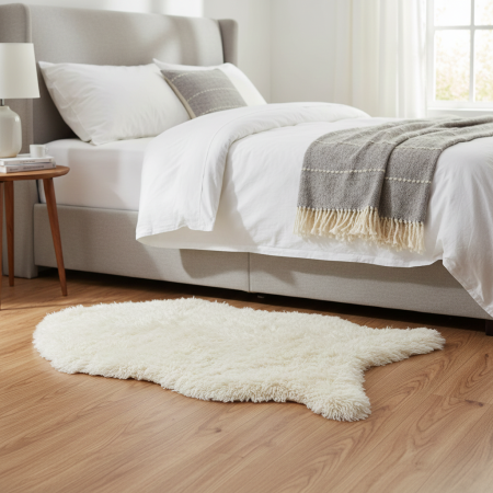 Covoare si perdele - Covor blana sintetica, alb, 55 x90 cm