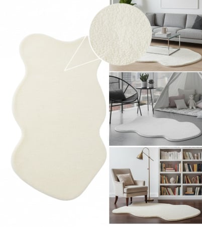 Toate produsele - Covor decorativ, moale si confortabil, imitatie de blana, 110x60 cm, forma asimetrica, suprafata antiderapanta