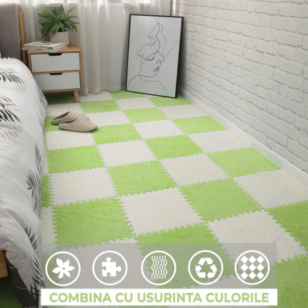 Covor din spuma pufos, puzzle verde, 10 piese, 30x30x1 cm [1]