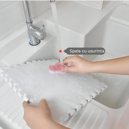 Covor din spuma pufos, puzzle roz, 10 piese, 30x30x1 cm [3]