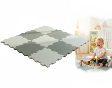 Siguranta si protectie - Covor din spuma, puzzle gri verzui, 9 piese, 93x93 cm