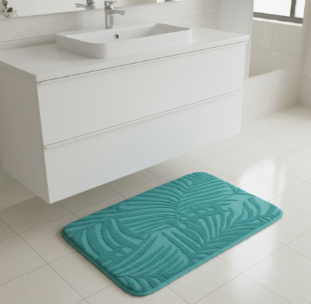 Covor moale de baie, turcoaz, suprafata antiaderenta, 59x38 cm [1]