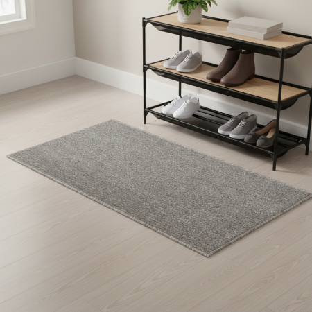 Home & Deco - Covor tip mocheta, gri, 110x45 cm, pentru hol, bucatarie, living, intrare sau alte spatii interioare