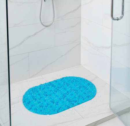 Covoras antiderapant pentru baie, albastru turcoaz, cu ventuze, 69x38 cm [2]