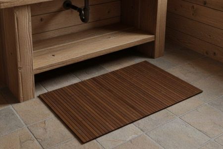 Baie - Covoras din bambus, maro, suprafata antialunecare, 80x50 cm