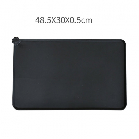 Toate produsele - Covoras din silicon pentru animale, pentru bol de apa si mancare, antiderapant, margini ridicate pentru a mentine apa, 48.5x30 cm, Negru
