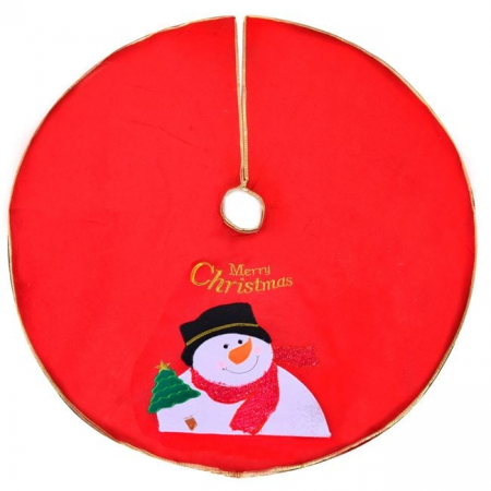 Toate produsele - Covoras pentru brad rosu cu om de zapada - 106cm