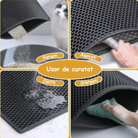 Covoras pentru pisici, doua straturi, pentru litiera, sistem de filtrare dublu, fara scurgere si fara imprastiere, 60x38 cm [2]