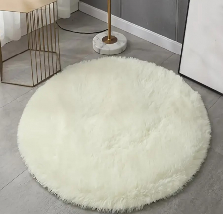 Covoare si perdele - Covoras rotund, blanita sintetica, ecru, Ø 70 cm