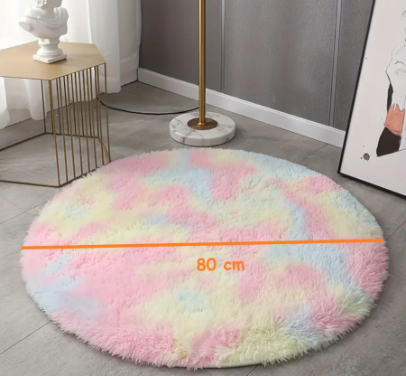 Covoras rotund, blanita sintetica, multicolor, Ø 80 cm [3]