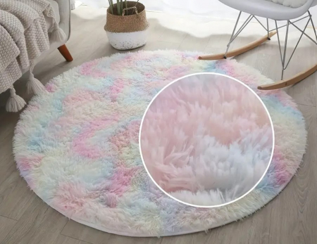 Covoras rotund, blanita sintetica, multicolor, Ø 80 cm [0]