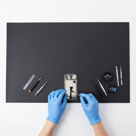 Curatenie - Covoras tip suprafata de lucru sau prezentare bijuteri/ceasuri, 90x45 cm, gri, antiderapant