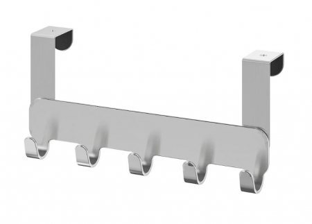 Cuiere - Cuier de usa cu 5 carlige, inox, 14x29 cm