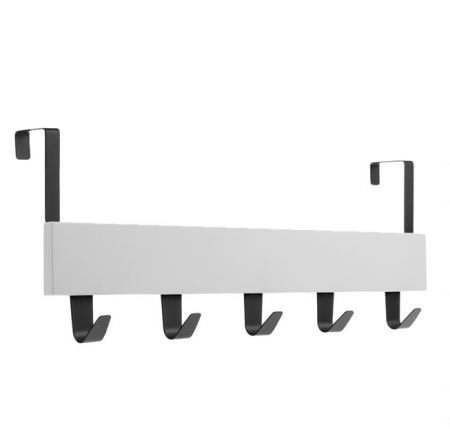 Organizare si depozitare - Cuier cu 5 agatatori, lemn/metal, alb, 38 cm