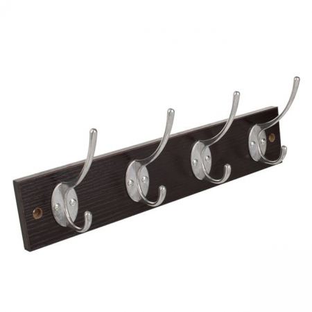 Organizare si depozitare - Cuier de perete cu 8 agatatori/4 carlige, lemn, wenge, 34.5 cm