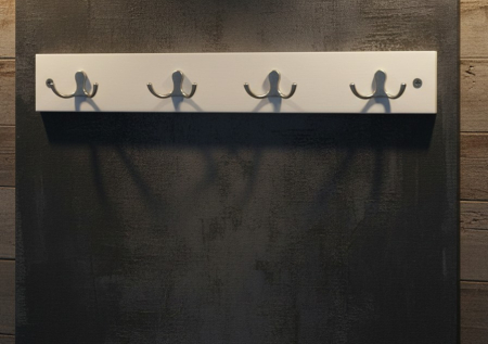 Cuier de perete din MDF, cu 4 carlige duble, 50x7 cm [2]