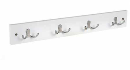 Organizare si depozitare - Cuier de perete din MDF, 8 carlige, 50x7 cm, alb